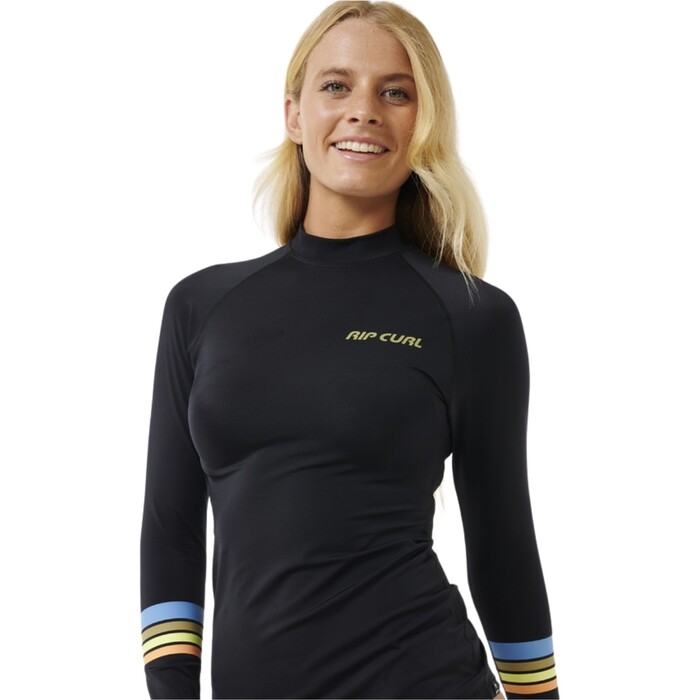 2024 Rip Curl Womens Tide Revival UPF Long Sleeve Rash Vest 171WRV - Black